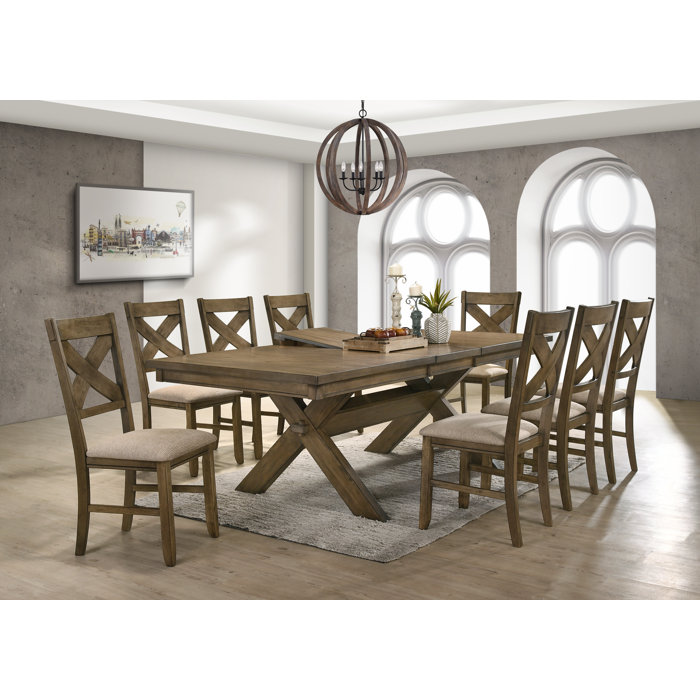 Gracie Oaks Poe Extendable Rubberwood Solid Wood Dining Set & Reviews